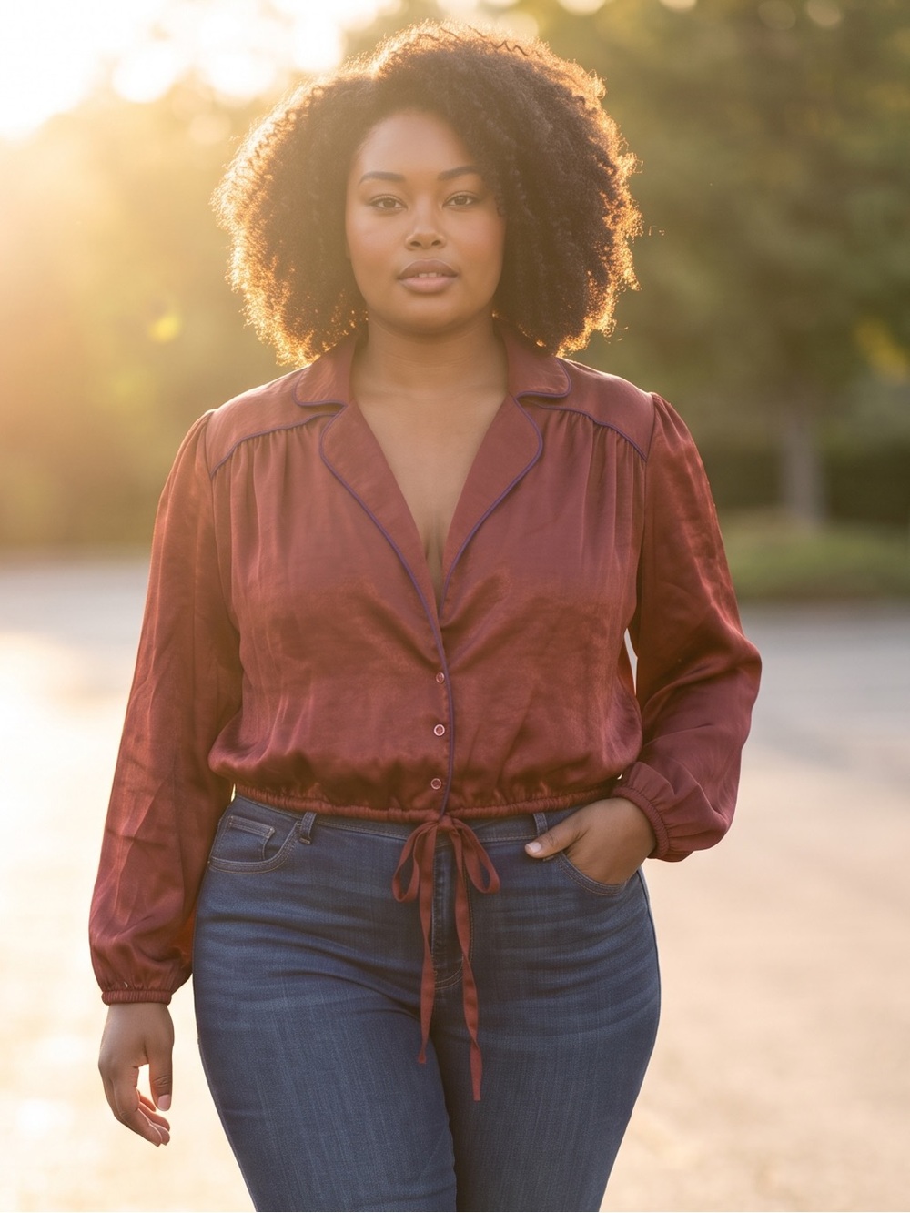 Women's burgundy Longsleeve cropped top